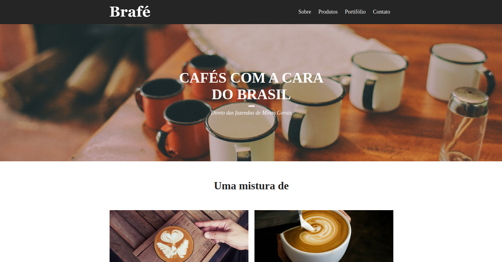 Tela do projeto Brafé